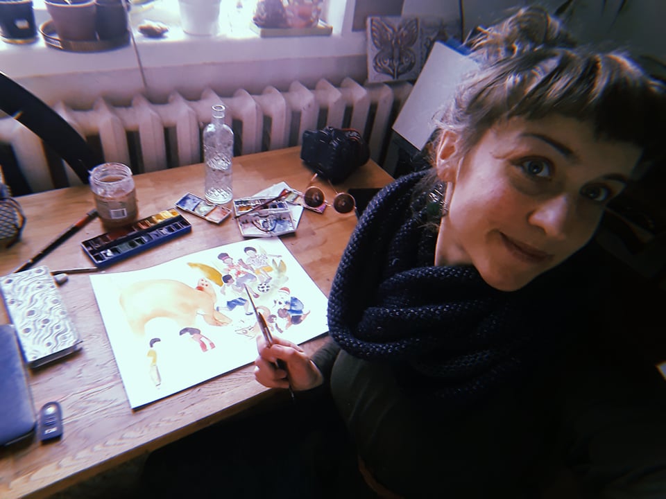 Illustrator Maari at work