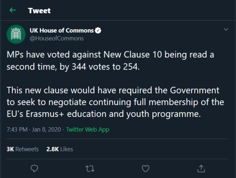 Tweet UK House of Commons