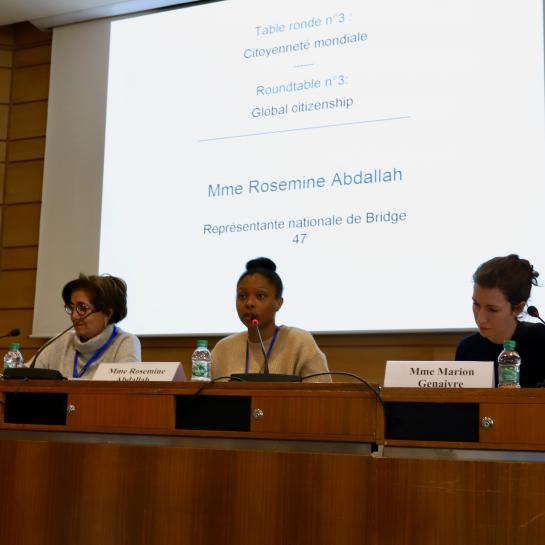 Rosemine Abdallah represented Bridge 47 in a panel discussion on Global Citizenship at the House of UNESCO in Paris