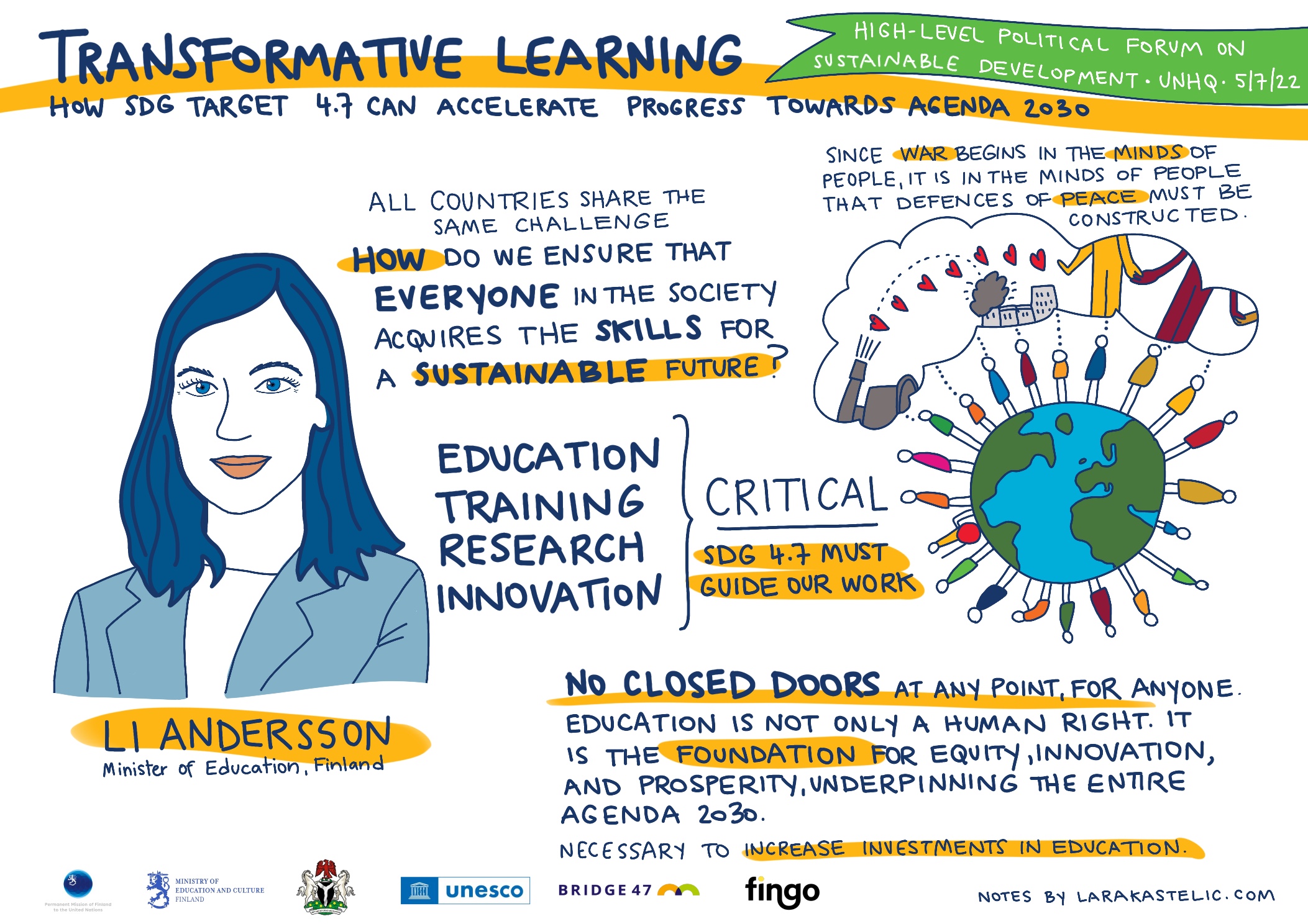 Graphic recording with quotes from HE Ms Li Andersson